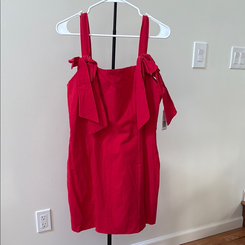 TCEC Red Sleeveless Square Neck Mini Dress